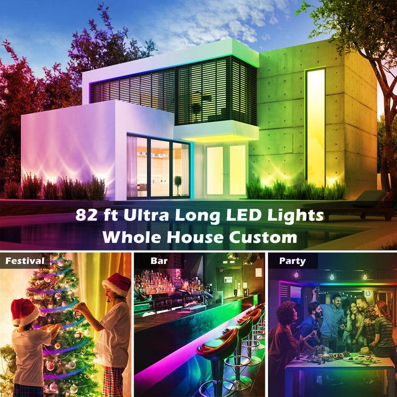 AILBTON Led Strip Lights,82ft Led Light Strips Music Sync Color Changing RGB Led Strip Built-in Mic,Bluetooth led Lights App Control with Remote,5050 RGB Rope Light Strip - Image 2